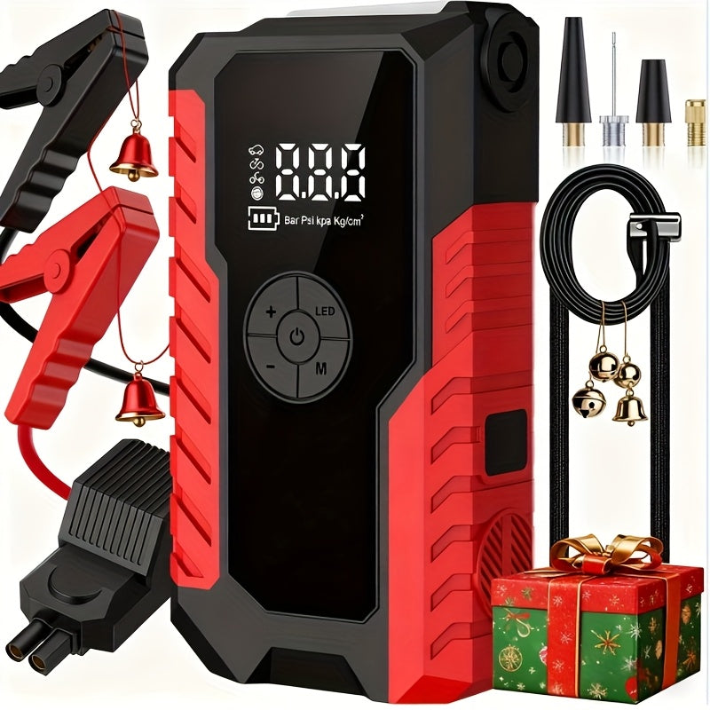 Portable 12V Car Jump Starter, Battery Charger, Air Pump (LED Display)