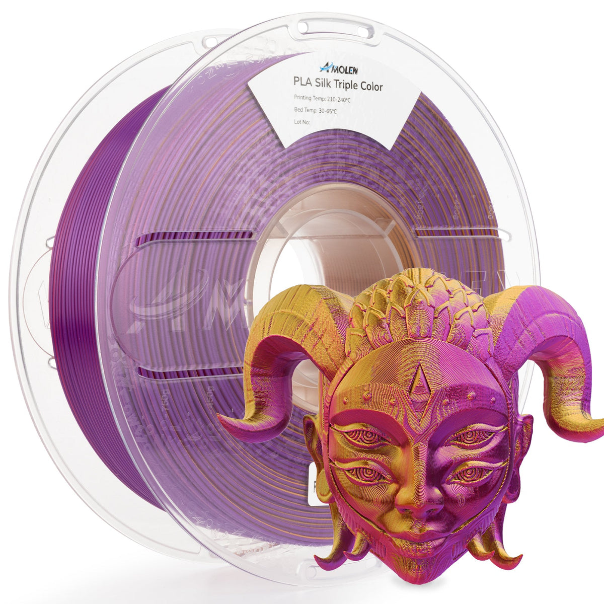 PLA Silk Triple Color 1.75mm, 1KG/2.2LB