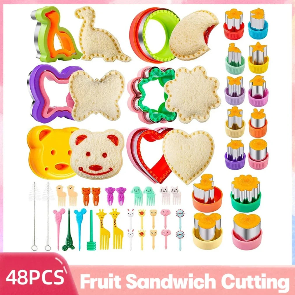 30/48-Piece Sandwich Cutter Set for Kids Cookie, Bread & Fruit Shape Molds